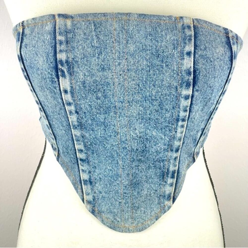 BY.DLYN Jamison Corset Light Blue Denim Back Zip - XS - Picture 3 of 13
